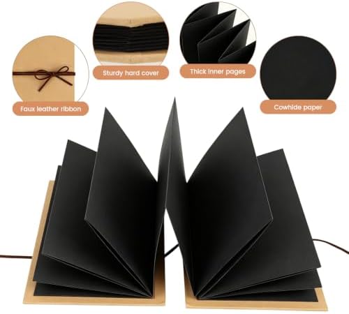 6x8.3 Inch Accordion Scrapbook Album, Stretchable Blank Scrapbook with DIY Accessories Kit, Handmade Foldable Scrapbook for Anniversary and Birthday Party, Black - Image 6