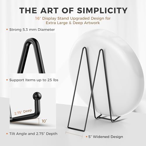 TR-LIFE 16 Inch Black Metal Plate Stand (3 Pack) - Heavy Duty Picture and Display Stand for Large Plates, Frames, Platters and Art - Image 2
