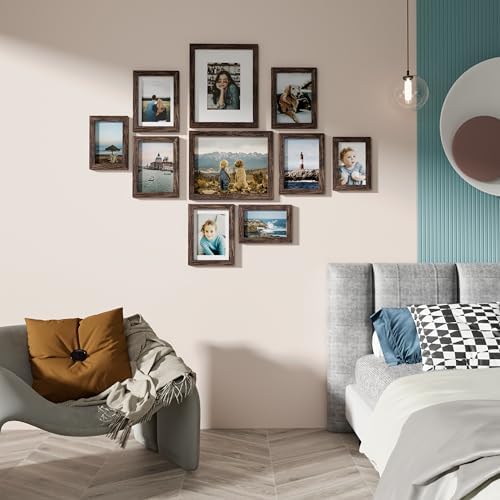 Vittanly 10 Pack Picture Frames Collage Wall Decor, Brown - Image 3