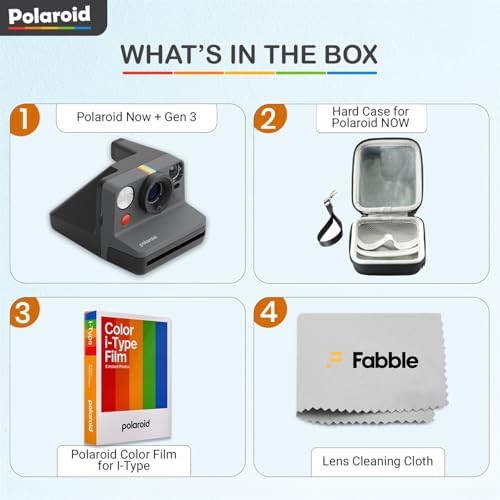 Polaroid Now Generation 3 I-Type Instant Camera (Black) Bundle with Color I-Type Film (8 Exposures), Hard Protective Case and Wrist Strap - Image 2