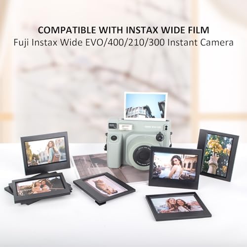 8 Packs Tabletop Photo Frame for Instax Wide Film - Desk Stand Up Display Small Picture Frame for Instax WIDE EVO/400/300/210 Instant Camera Film,4.25x3.38'' Photo Frame - Black - Image 2