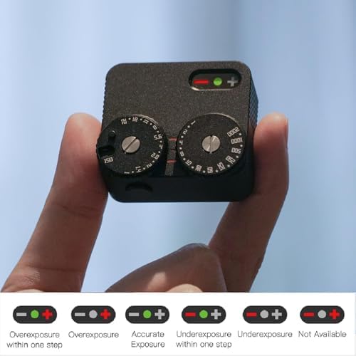 Light Meter for Cameras,Real-time Metering Tool,2 Dial to Adjust Aperture and Shutter Speed 23 Gears,w/Cold Shoe Mount,for Rangefinder (Black) - Image 2