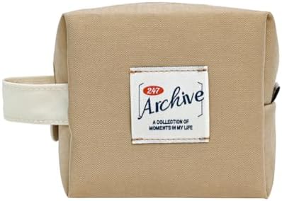 Monolike Archive Cube Mini Pouch, Sand Beige - Makeup Bag, Cosmetic Bag, Travel Bag, Toiletry Bag, Organizer, Storage Bag by Onlythingsilike