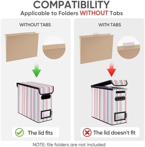 BALEINE File Organizer Box with Lid, Collapsible Hanging File Storage Box - Image 3