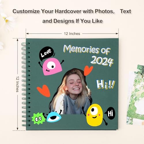 Scrapbook Album 12x12 Inches 100 Pages Hardcover Kraft Paper Green - Image 3
