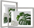 Egofine 9x12 Floating Frames Set of 2, Double Plexiglass Picture Frame, Made of Solid Wood Display Any Size Photo up to 9x12, Wall Mount or Tabletop Standing, Light Grey by Egofine