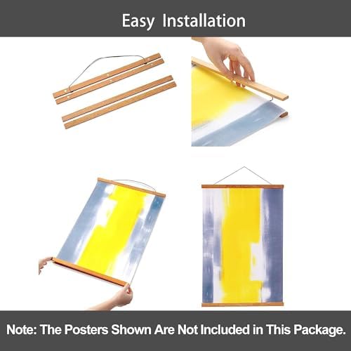 WITCOLOR 25x17 25x36 25x25 Poster Frame, Magnetic Light Wood Wooden Frame Hanger for Photo Picture Canvas Artwork Art Print Wall Hanging (1 Pack, 25", Teak Wood) - Image 4