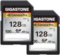 【5-Years Data Recovery】 GIGASTONE 128GB SD Card 2-Pack, 4K Camera Pro, UHS-I A1 V30 SDXC Memory Card 4K UHD Video Speed up to 150MB/s, Compatible with Digital Camera, with 2 Mini Cases by Gigastone