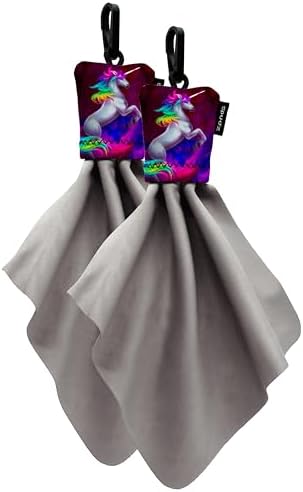 SPUDZ Classic Microfiber Lens Cleaner – Clip-On Pouch, Washable – for Binoculars, Scopes, Glasses, Screens | Classic | Vibrant Unicorn, 6 x 6 Inch (2-Pack) by SPUDZ