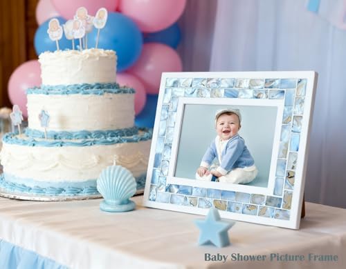 5x7 Mother of Pearl Picture Frame Beach, Blue Grey, 1pc - Image 4