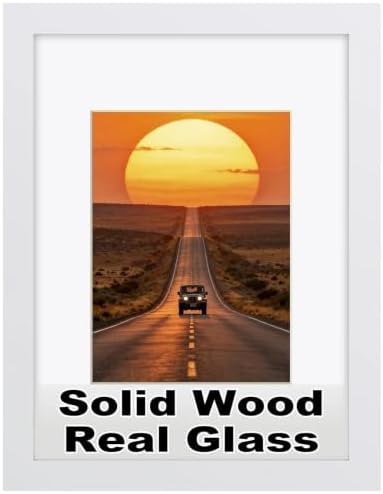 RPJC 9x12 Solid Wood Picture Frame Real Glass Cover White by RPJC
