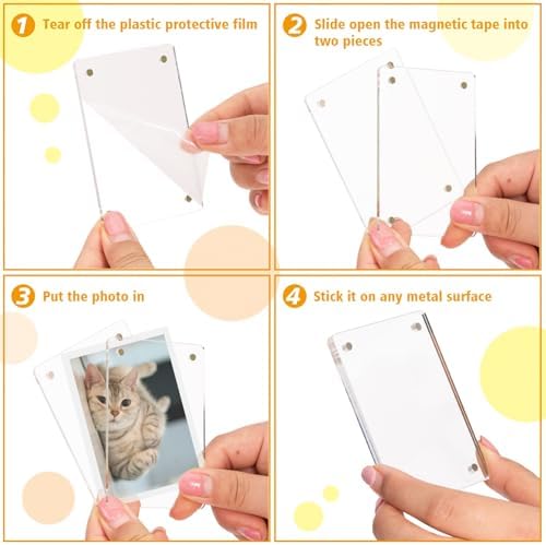 12 Packs Acrylic Fridge Magnetic Picture Frame Magnetic Polaroid Frames for Photos Instax Mini Frame Clear 2.36 x 3.54 Inch - Image 6