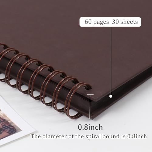 RECUTMS 12x12 Scrapbook 60 Page Kraft Paper DIY Travel Kids Album Coffee - Image 4