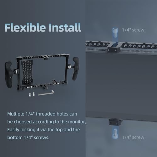 Universal Director's Monitor Cage with Cheese Plate, Two Side Handles with Adjustable 360 Degree for 5-7 inch Monitor, UC02 - Image 4