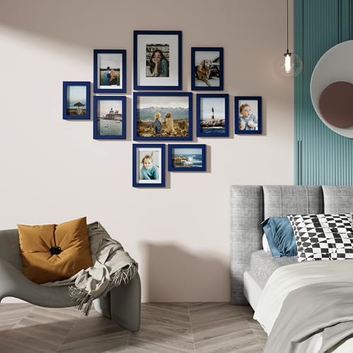 Vittanly 10 Pack Picture Frames Collage Wall Decor, Blue - Image 2