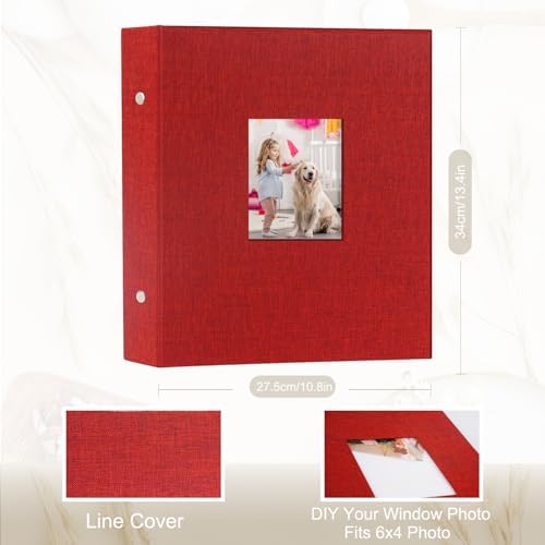Artmag Photo Album 4x6 400 Large Capacity Linen Album Book Holds 400 Vertical Photos for Family Wedding Anniversary (400 Pockets, Red) - Image 2