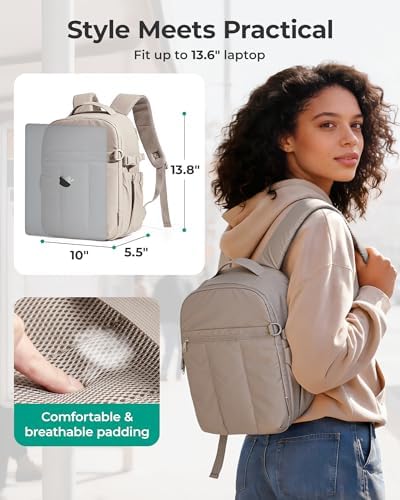 BAGSMART Small Camera Backpack for Women with Laptop Compartment, Green - Image 3