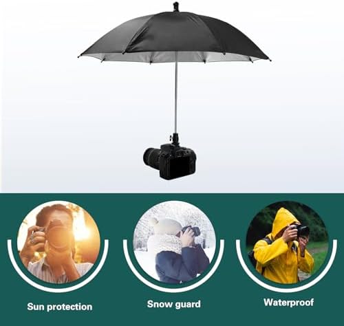 19.7" Camera Umbrella 3 Level Height Adjustable Hot Shoe Sunshade - Image 6