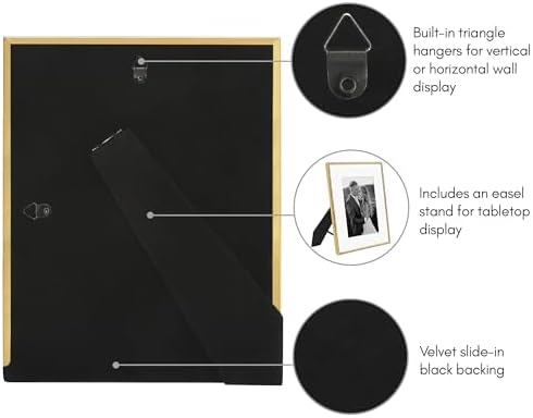 Americanflat 8x10 Bamboo Picture Frame - Matted to 5x7 - Metal - Gold - Image 5