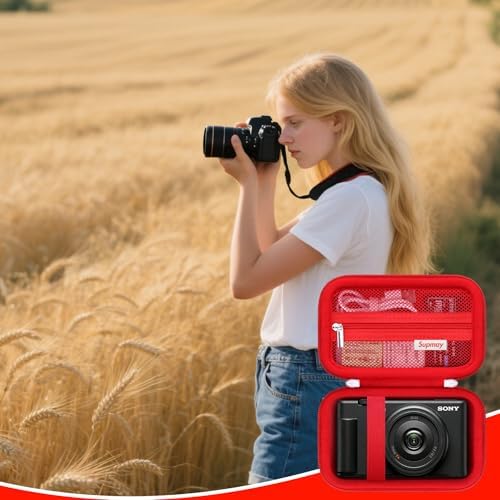 Hard Travel Case for Sony ZV-1, ZV-1F, ZV-1 II Digital Camera, Red - Image 7