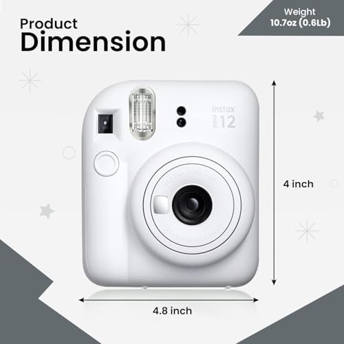 Fujifilm Instant Mini 12 Camera + Accessory Bundle & Custom Case + Fuji Instant (20 Shots) Designer Mini Photo Album (60 Pockets) (Clay White) - Image 6