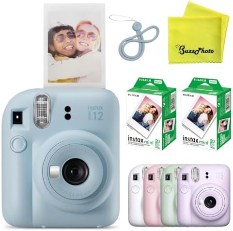 Fujifilm Instax Mini 12 Instant Film Camera (Pastel Blue w/ 40 Instant Film Sheets) by FUJIFILM
