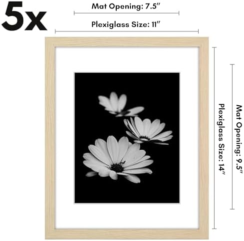 Americanflat 11x14 Picture Frame 5-Pack - Matted to 8x10 - Natural Oak - Image 2