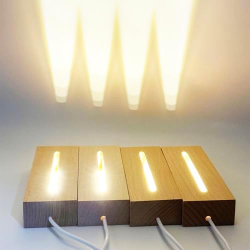 2Pcs 4.33" Wood LED Light Base with Acrylic Sheet for DIY Display Projects - Image 2