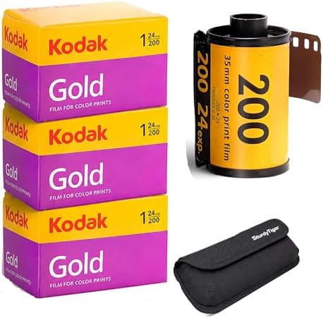 Kodak Gold 200 35mm Film Roll 24 Exp 3 Rolls with Sturdy Tiger Storage Case by Unknown