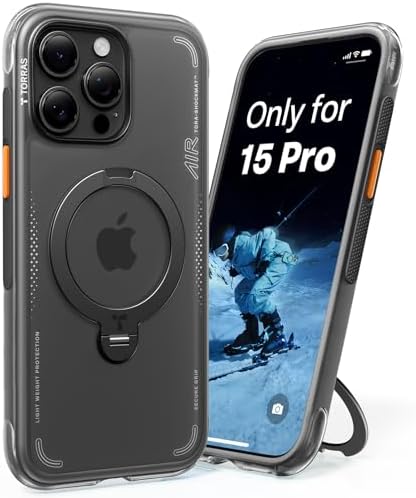 TORRAS Ostand Q3 Air for iPhone 15 Pro Case with Stand, Shockproof by Unknown