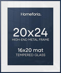 Homeforia 20x24 Blue Picture Frame, High-End Metal, 16x20 Mat, Glass by Homeforia