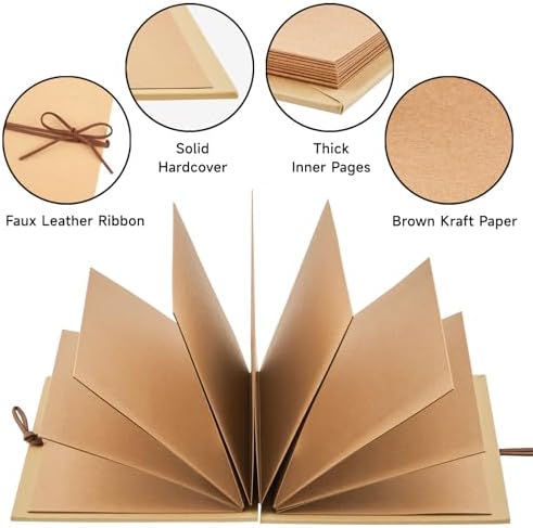 2 Pack Jutieuo Scrapbook Albums 6x8 Inch Small Photo Album with DIY Accessories Set, Stretchable Folding Kraft Paper Memory Book for Wedding Anniversary (Brown) - Image 3