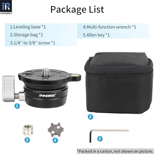 INNOREL Tripod Leveling Base, LB50 Leveling Base Half Ball with Offset Bubble Level and Bubble Level Bag for Ballhead, Fluid Head, Gimbal Heads, Z Flex Head, Tripods and Monopods with 3/8" Thread - Image 7