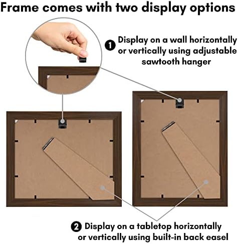 Americanflat 8x10 Picture Frame with Shatter-Resistant Glass - Use as 5x7 Frame with Mat or Display 8x10 Photo Without Mat - Signature Collection - Picture Frames for Tabletop and Wall - Walnut - Image 6