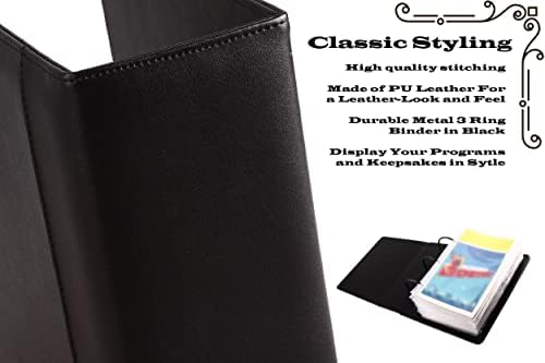 2Fold Binder for Holding Broadway Play Program and Theater Programs with 30 Custom Sheet Protectors - PU Leather - Fits Programs from Mid 1980s to Modern (Black Plain) - Image 4