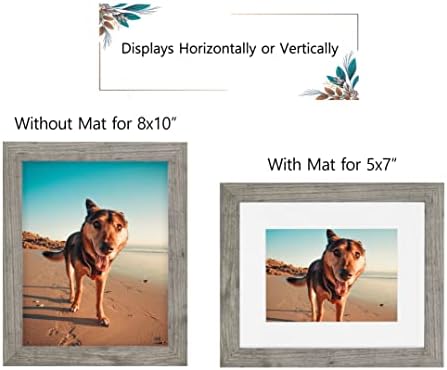 Califortree Grey Wooden 8x10 Picture Frame - Display Photos 5x7 with Mat or 8x10 Without Mat - HD Glass Inside, Horizontal and Vertical Display for Wall and Table top - Set of 2 - Image 3