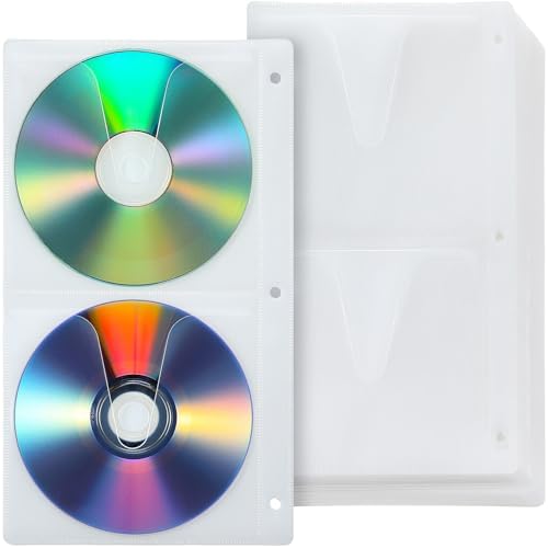 Kosiz 36 Pcs DVD Sleeves Binder Pages 3 Ring, 4 Disc 144 Capacity by Kosiz