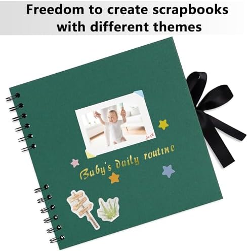 Vienrose 8x8 Scrapbook Album Photo DIY Dark Green Thick Kraft 40 Pages - Image 6