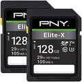 PNY 128GB Elite-X C10 U3 V30 SDXC Flash Memory Card 2-Pack, UHS-I, 4K UHD by PNY