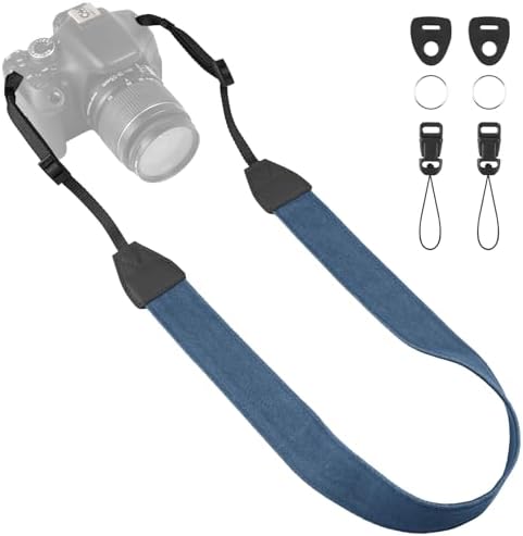 Universal Camera Strap - Camera Neck Strap, Adjustable Shoulder Straps Compatible with Canon, Fujifilm, Nikon, Olympus, Panasonic and other SLR and mirrorless cameras - Blue by OIAWH