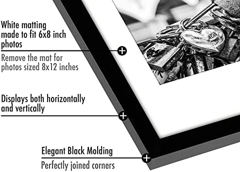 Americanflat 8x12 Picture Frame 5-Pack - Matted to 6x8 - Black - Image 3
