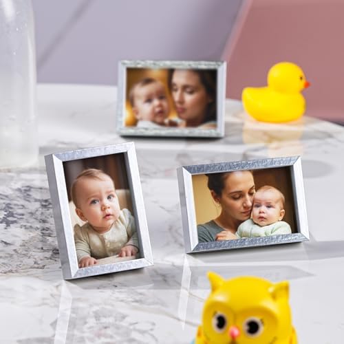 Small Picture Frame 2x3 6 Pack, Magnetic Photo Frames for Fridge and Tabletop Desk Decor, Cute Wallet Size Colored Picture Frames for School Locker, Family Baby Photo, Silver - Image 5