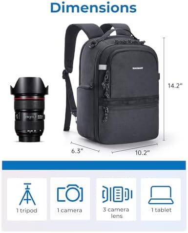BAGSMART 2 in 1 Small Camera Backpack for DSLR, Fits 12.9" iPad, Black - Image 6