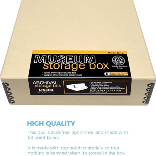 Lineco Museum Archival Storage Box, Drop Front, 9.75x12.75x3 in, Tan - Image 5