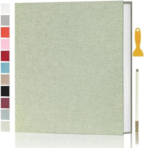 Photo Album Self Adhesive Pages Scrapbook 40 Pages, 11x10.6 GrassGreen by Aenbuslm