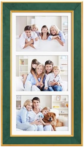 Suede 8x16 Picture Frame Display 3 Opening 5x7 Picture Frames Collage Wall Decor with Mat,Multi Photo Frame for Plexiglass,Wall Decor,1Pack,Green - Image 3
