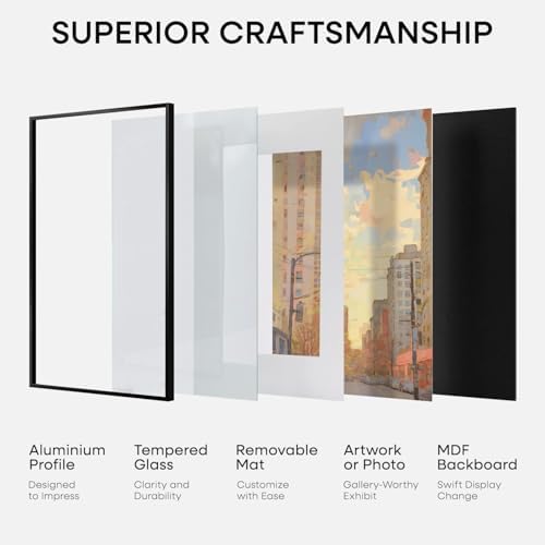 Homeforia 8x24 Black Panoramic Picture Frame, High-End Metal, Glass - Image 7