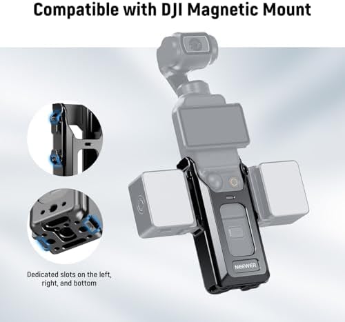 NEEWER Pocket 3 Cage, All in One Aluminum Alloy Protective Video Rig Compatible with DJI Osmo Pocket 3 & Magnetic Mount Accessories, 1/4" Threads Cold Shoe, Slots for Quick Release Side Handle, AC029 - Image 3
