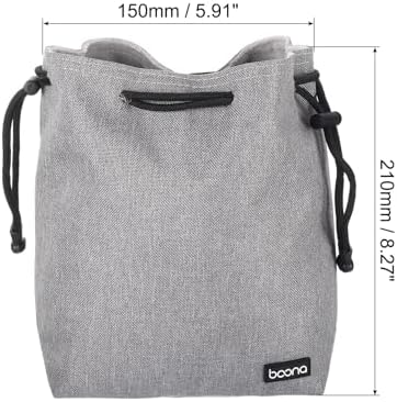 PATIKIL Soft Drawstring Lens Case, Lens Pouch Bag with Cotton Pad 5.91" x 3.94" Thick Fleece Cloth Camera Lens Bag for SLR Lens Water Cups, Grey - Image 2