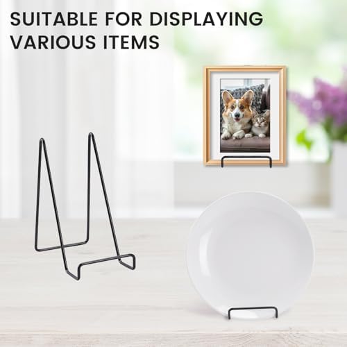 12 Pack 6 Inch Plate Stands for Display,Book Display Stand,Black Metal Decorative Plate Stand,Small Easels for Display,Suitable for Books, Desktop Art, Images, Photos,and Collages - Image 2